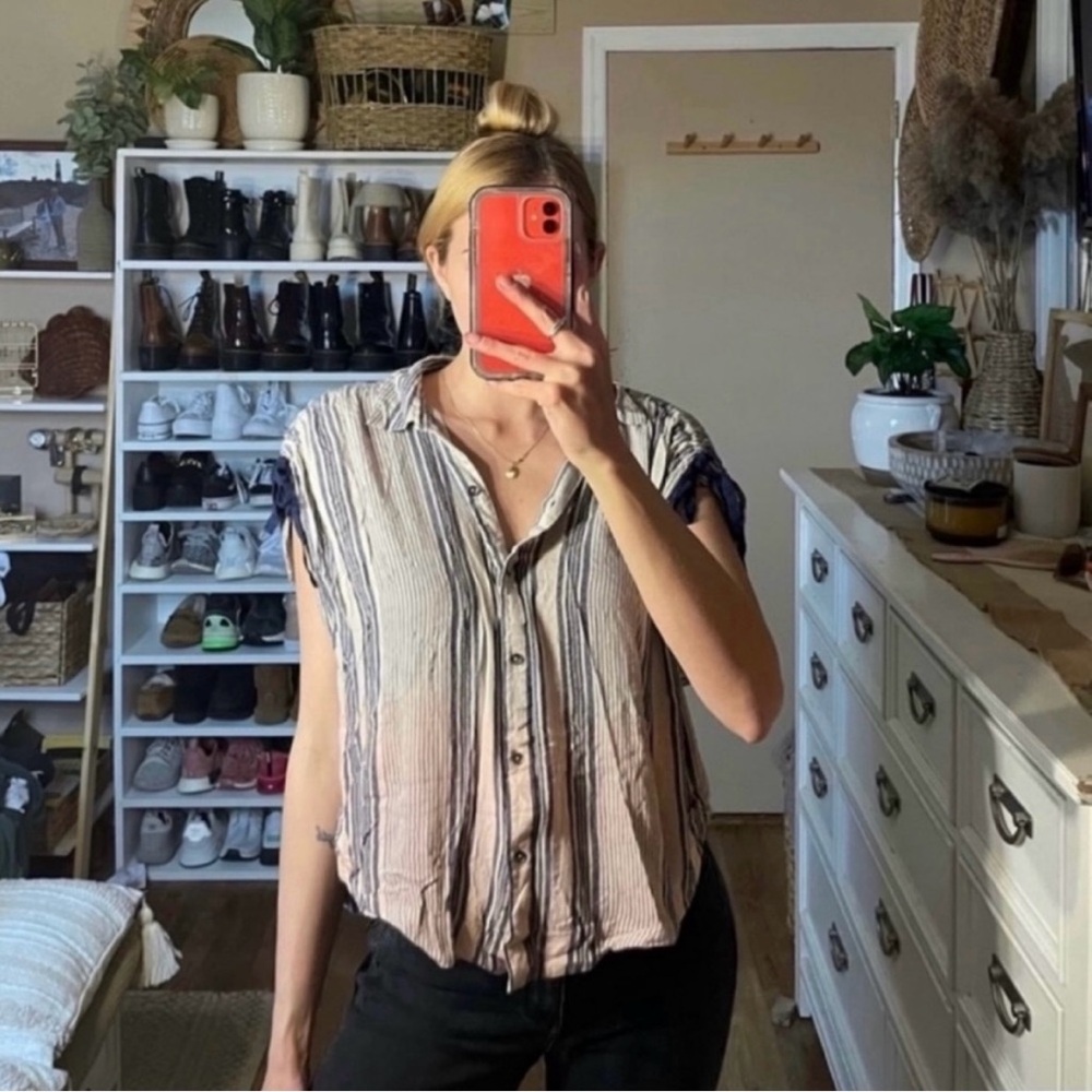 Free people stripped ombre button down shirt
